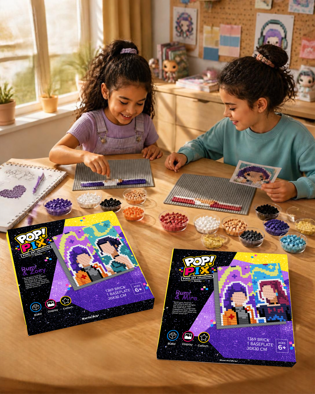 POP! PIX Split Rumi & Mira — Pixel Art Building Kit