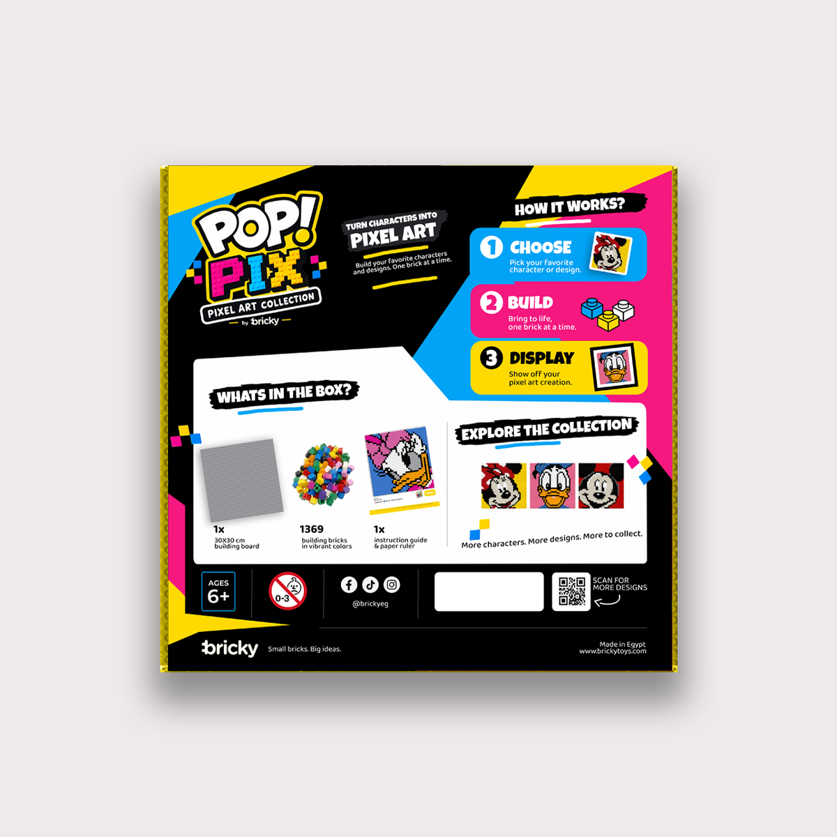 Bricky POP! PIX pixel art building kit back packaging