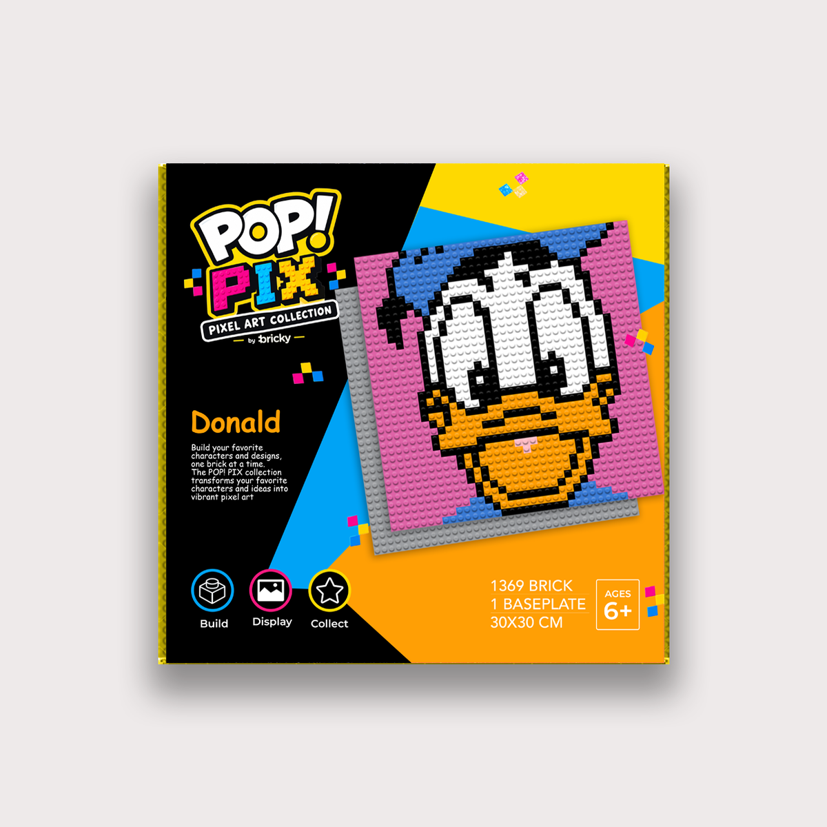 Bricky POP! PIX Donald pixel art building kit front packaging
