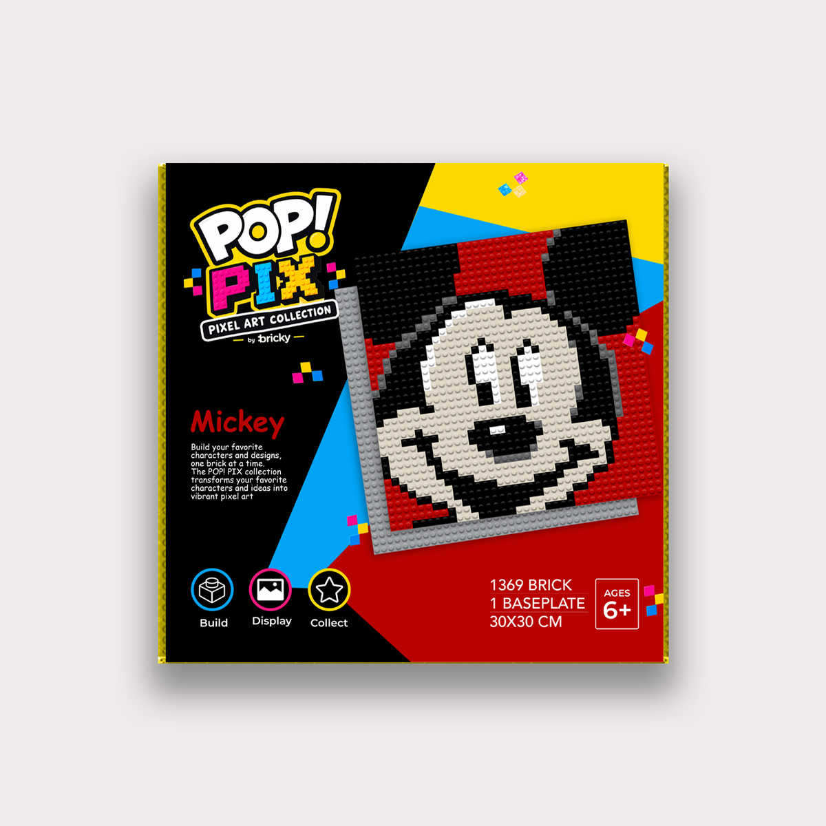 Bricky POP! PIX Mickey pixel art building kit front packaging
